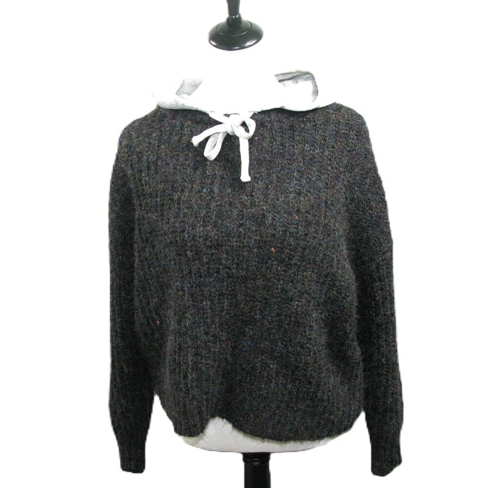 Offline by Aerie Sweater Dark Tones with Knit Hood Size Small